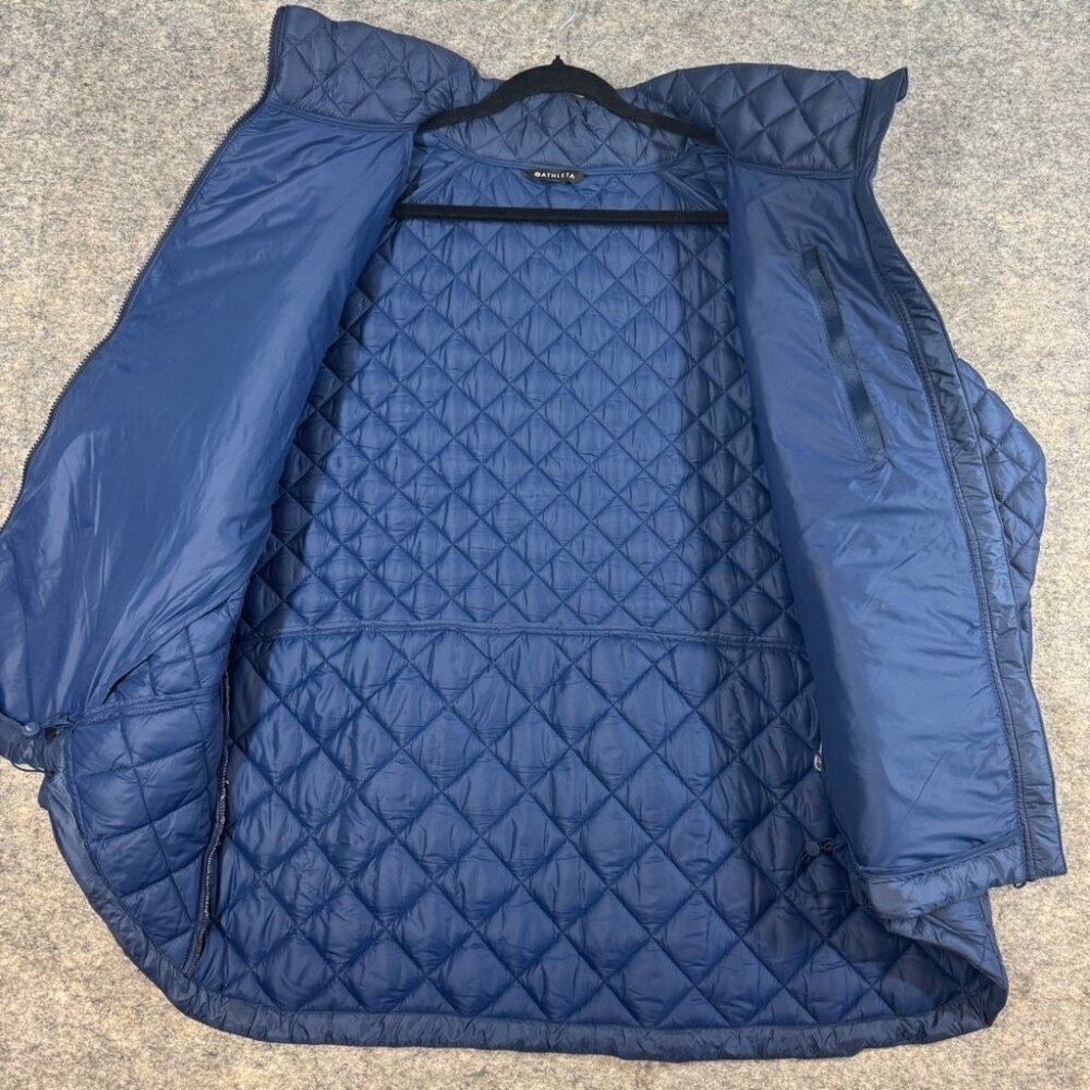 Athleta Navy Blue Quilted Whisper Featherless Jacket Full Zip Coat Performance - Picture 10 of 14